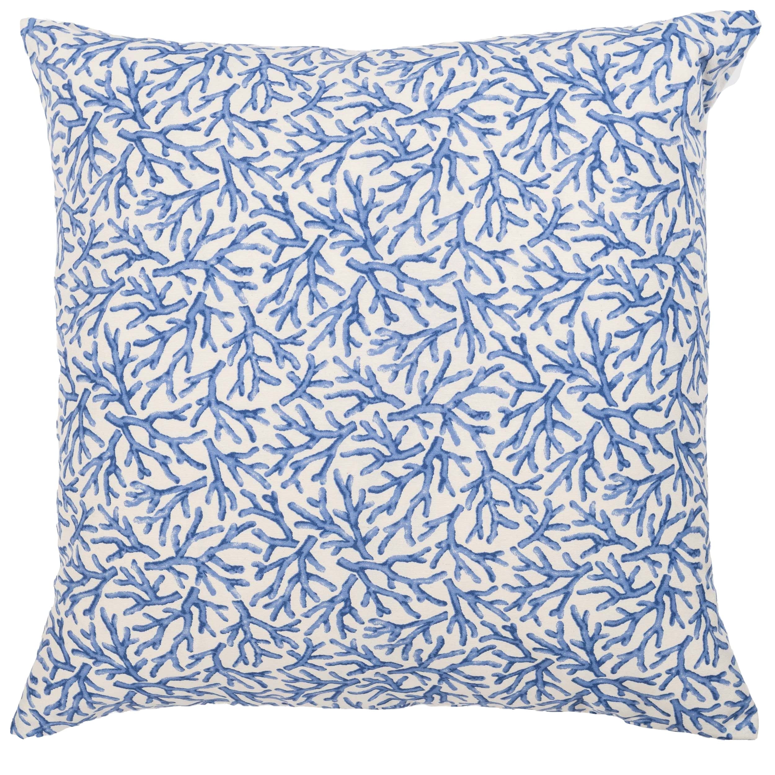 Linen Loft Blue Coral Reef Extra-Large Cushion Cover. Botanical And Nautical Inspired Print In Marine & Seafoam White. 23X23 Xl Square Cover Only