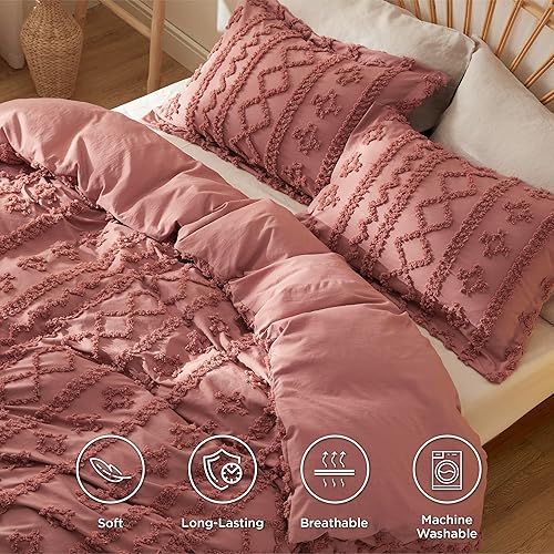 Miniatura 44 de Bedsure Funda de edredón bohemia, tamaño Queen, suave y cómoda, diseño elegante, ropa de cama bohemia para decoración, lavable a máquina, para todas