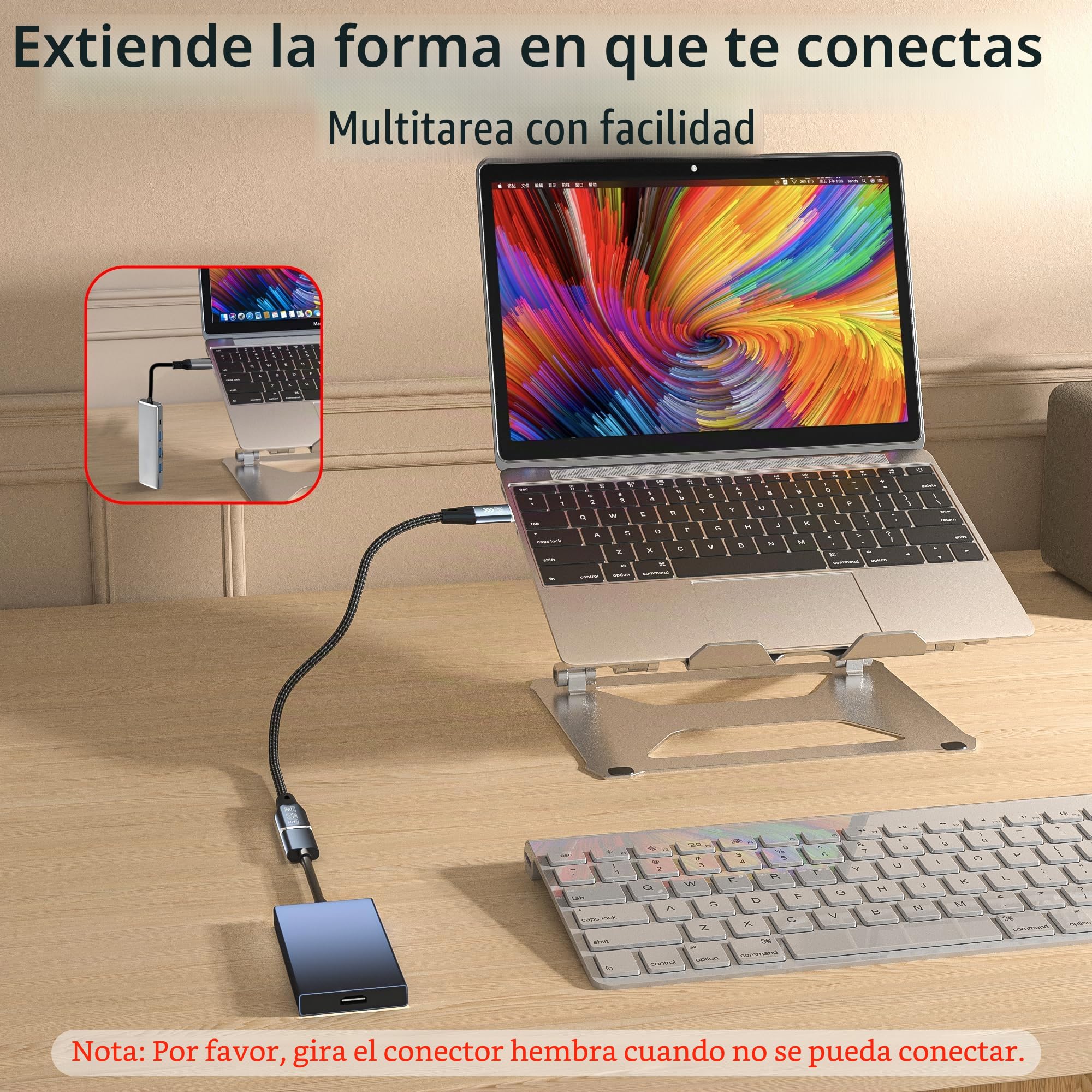alargador tipo c 3m Compatible con alargador usb c thunderbolt 4,40Gbps cable usb c macho hembra 240W Carga 8K@60Hz Transmisión de Vídeo Compatible con Thunderbolt 3 extension