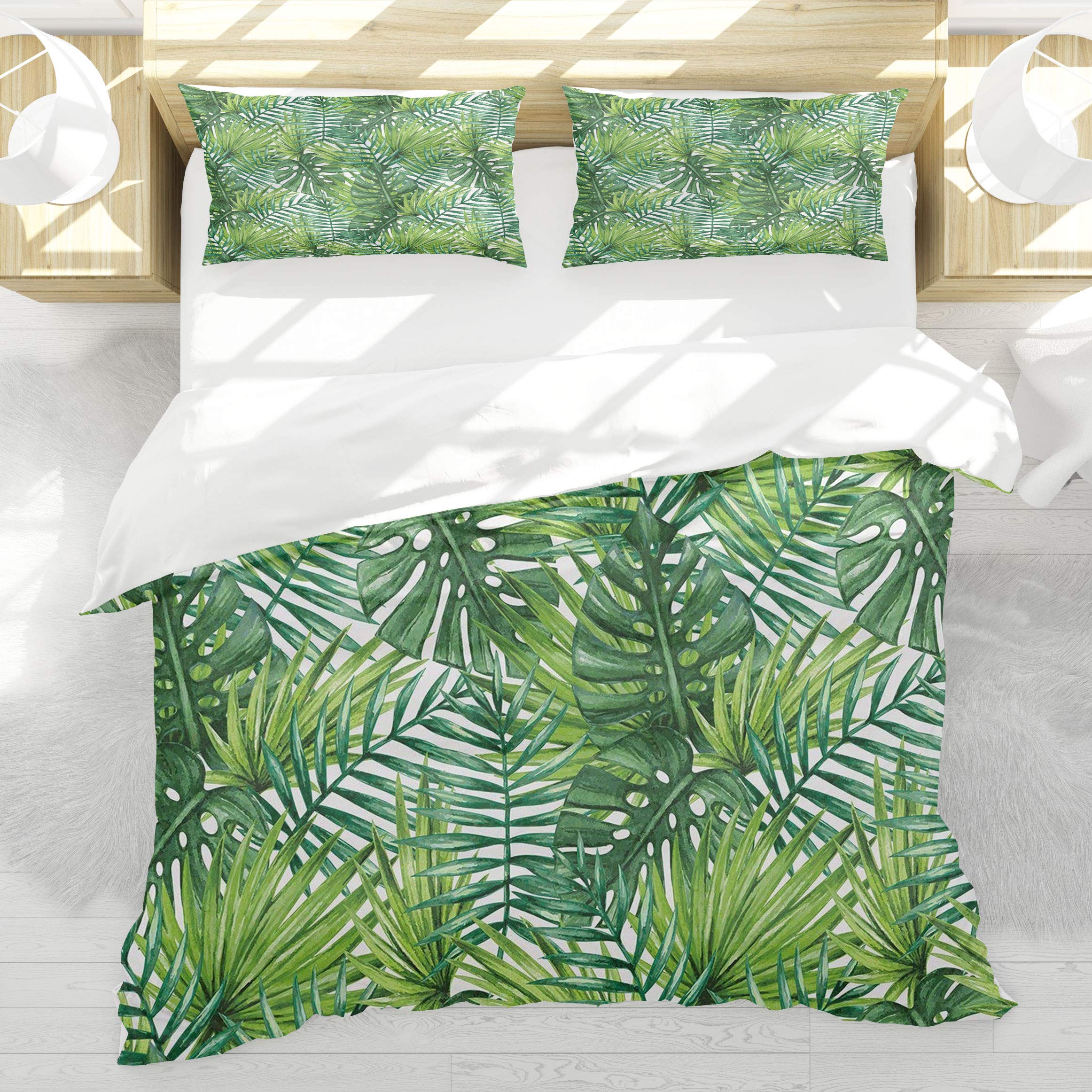 Parure de lit feuilles exotiques 140x200cm pour rafraîchir une chambre d'amis