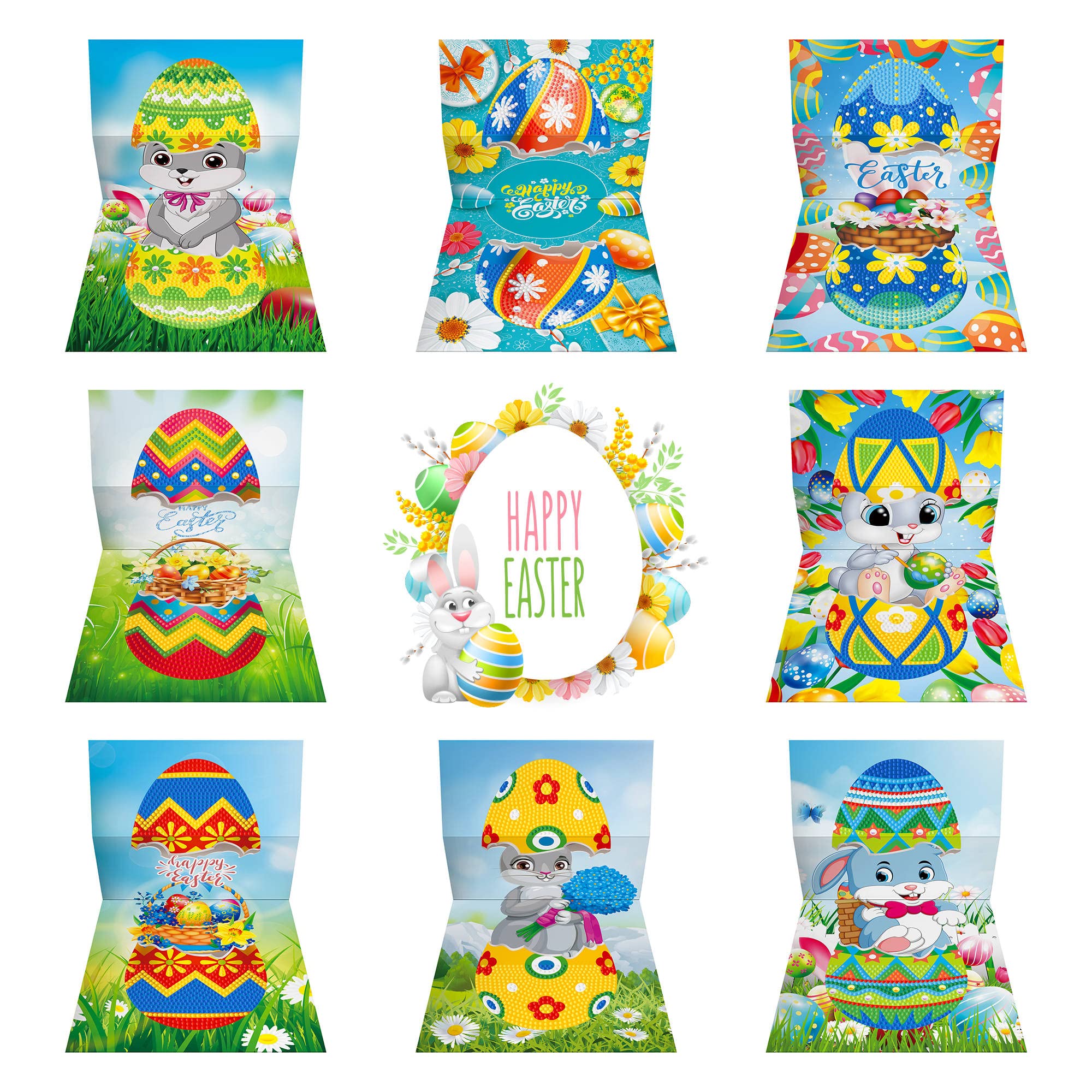 VNSTKWW 8pcs 5D DIY Diamond Painting Greeting Card