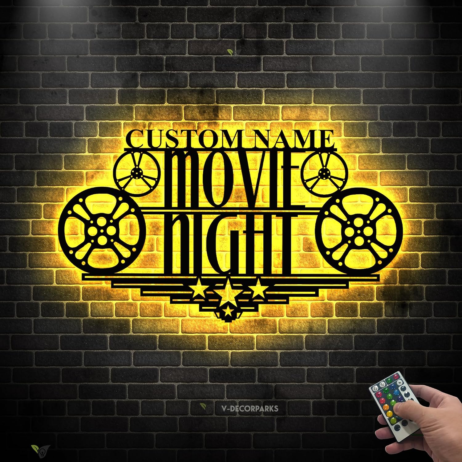Custom Metal Movie Signs | Personalized Theater Wall Art for Indoor Outdoor Display | Cinema Reel Wall Decor Accent | Light Up Movie Room Decoration Model-Cinema10