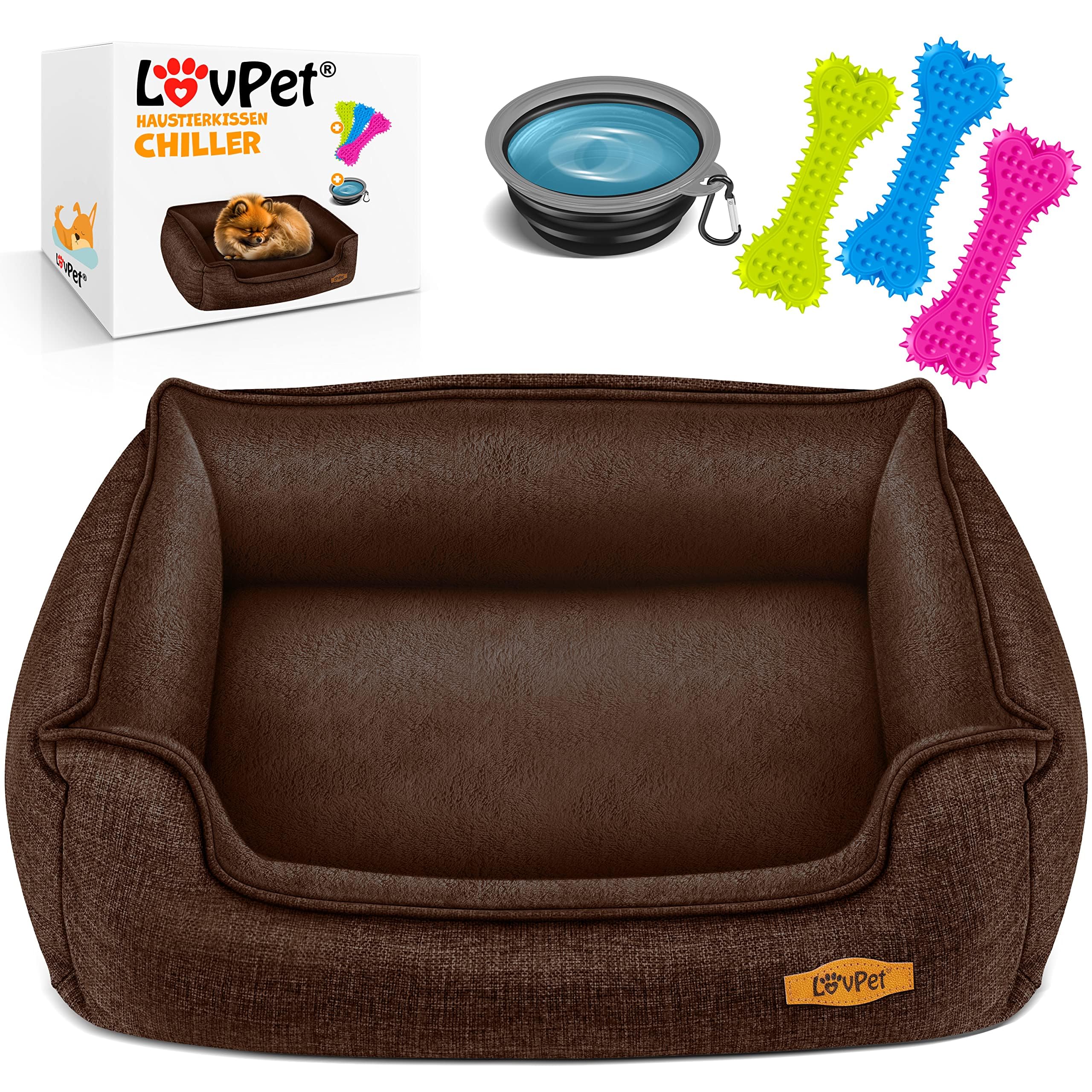 Lovpet® Cuccia per cani di taglia piccola, media e grande, fodera rimovibile e lavabile, XL 110 x 75 x 27 cm, marrone