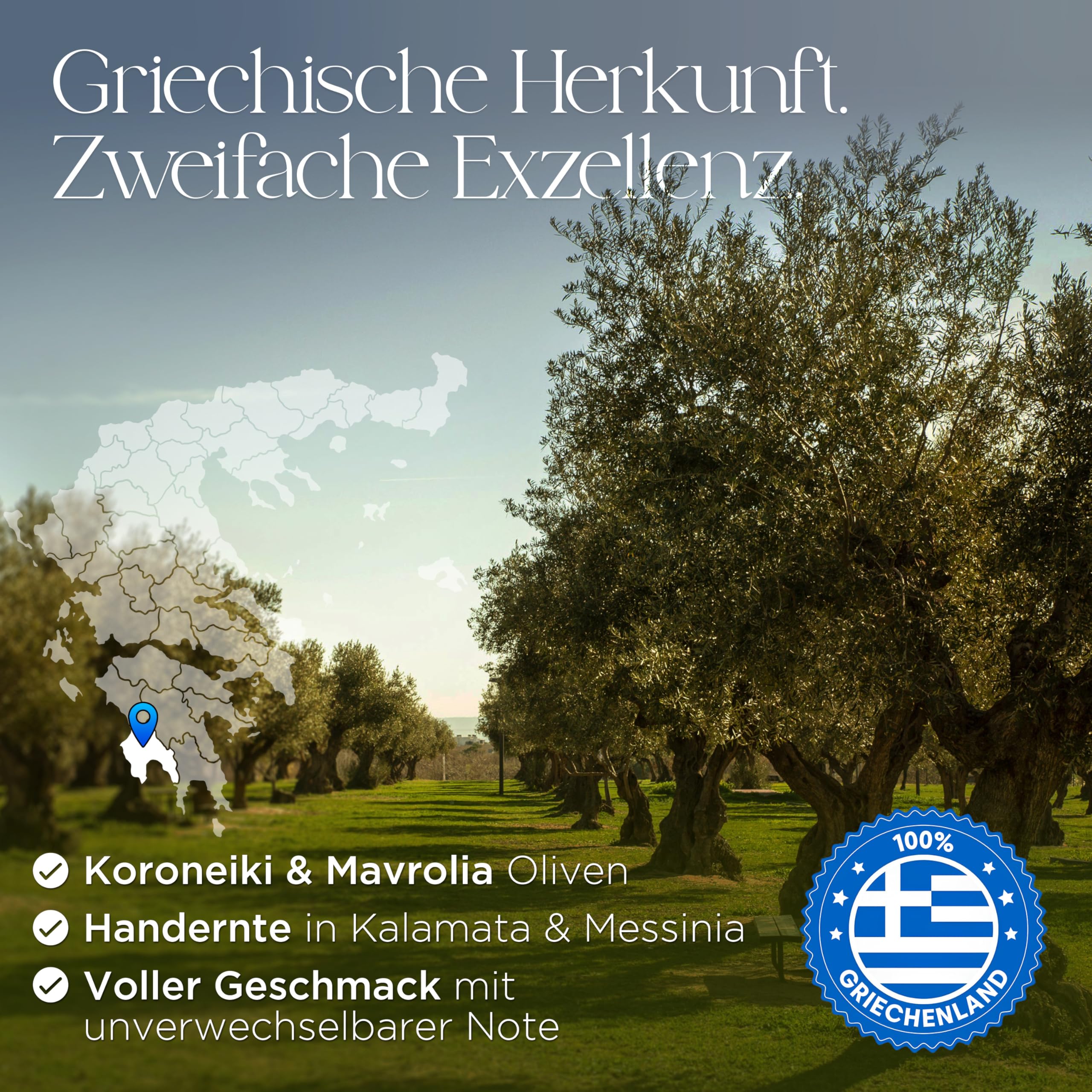 Eglianos Extra Natives Olivenöl - Griechisches Olivenöl 5 Liter kaltgepresst - reich an Polyphenolen - Kalamata Olivenöl in Premium Qualität - Koroneiki Oliven - Kaltextraktion - niedriger Säuregehalt