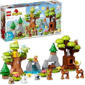 LEGO DUPLO Wild Animals of Europe 10979, Preschool Learning Toys for Toddlers 2 Plus Years Old with Deer, Bear, Fox Forest Animal Figures