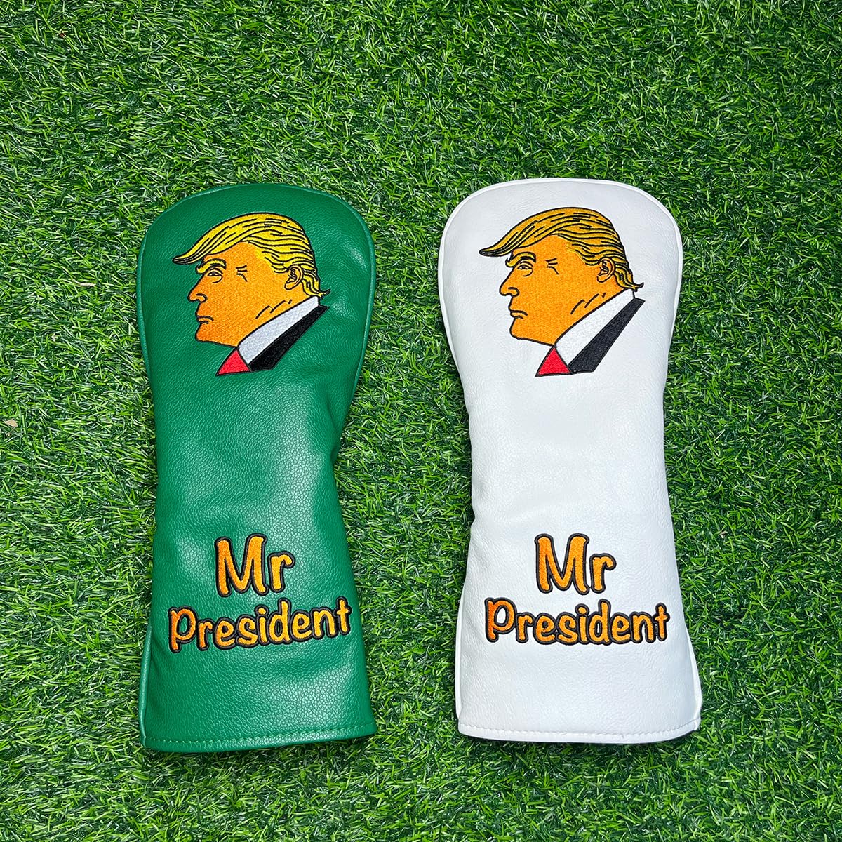 Mr. President - Funda para cabeza de golf, poliuretano duradero, color blanco y verde