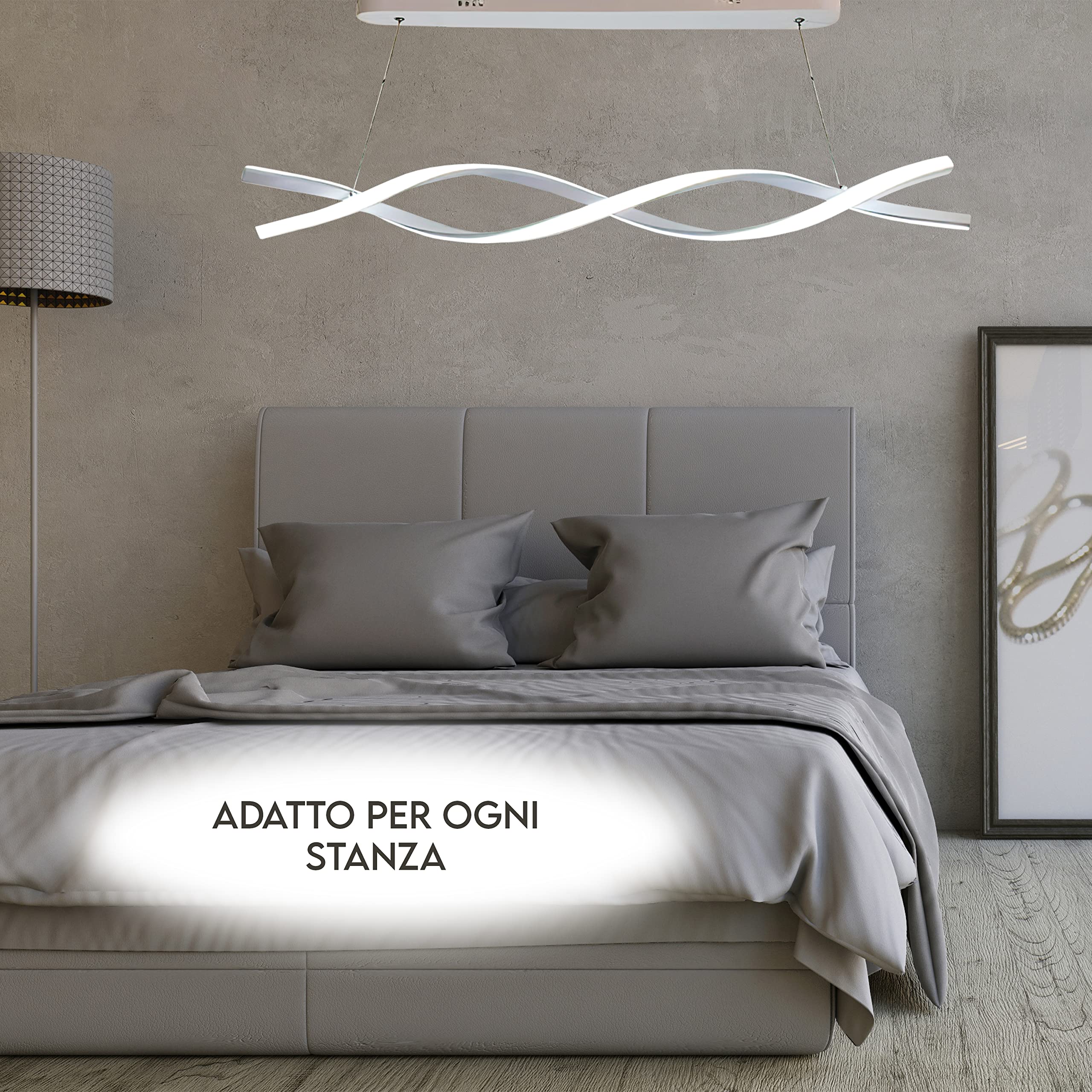 Lampadario A LED MAKA Da Soffitto - 25W, 6500K Bianco Freddo, Regolabile Fino A 100cm - Foto 7