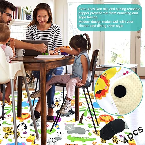 Miniatura 5 de Paw Legend Tapete lavable para silla alta tapete antideslizante de silicona para salpicaduras 53 x 53 pulgadas tapete a prueba de fugas animal