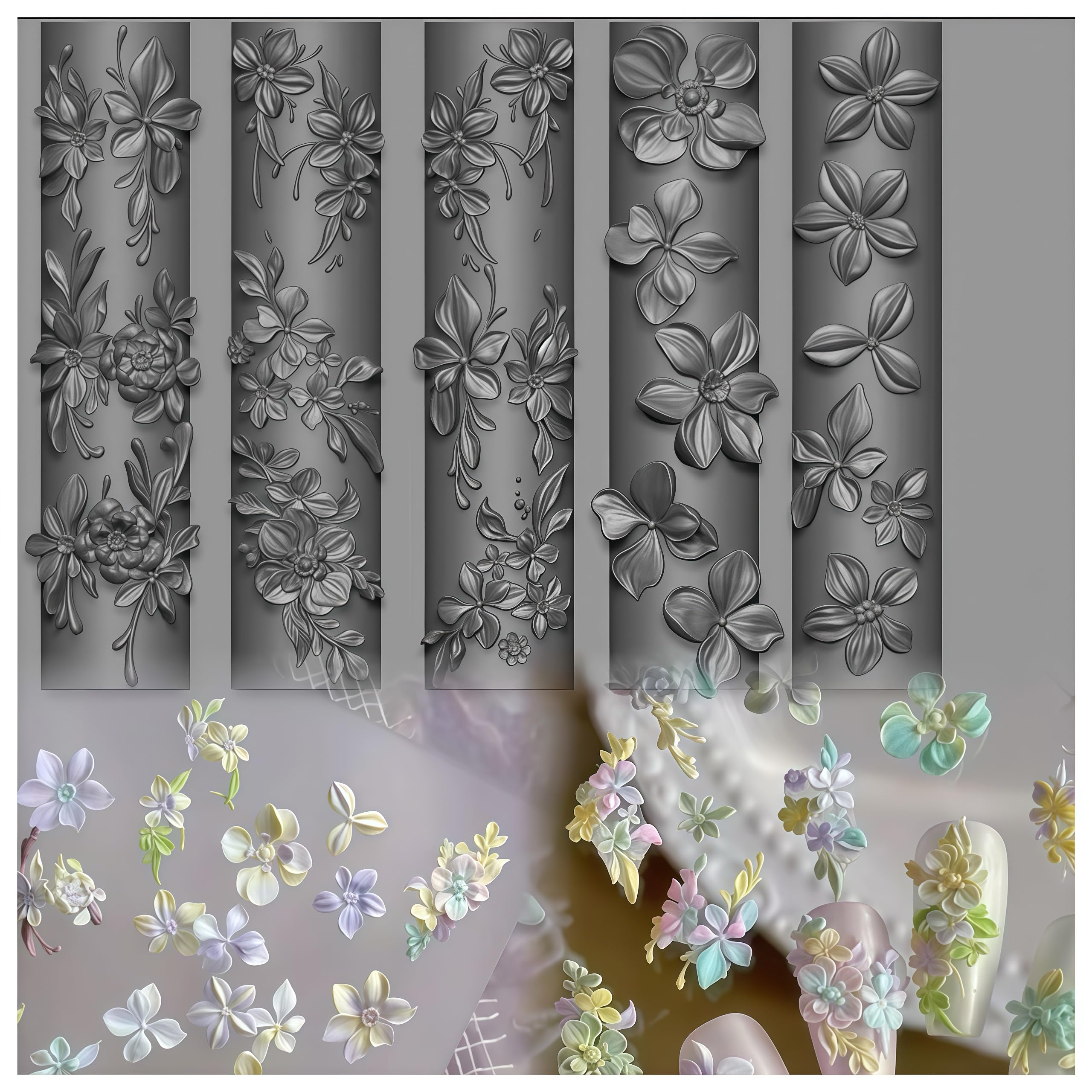 3D Flower Nail Mold Silicone Nail Tool Spring Flowers Nail Pendant Resin Molds Nail Art for Accessories Nail Accessories-image-27