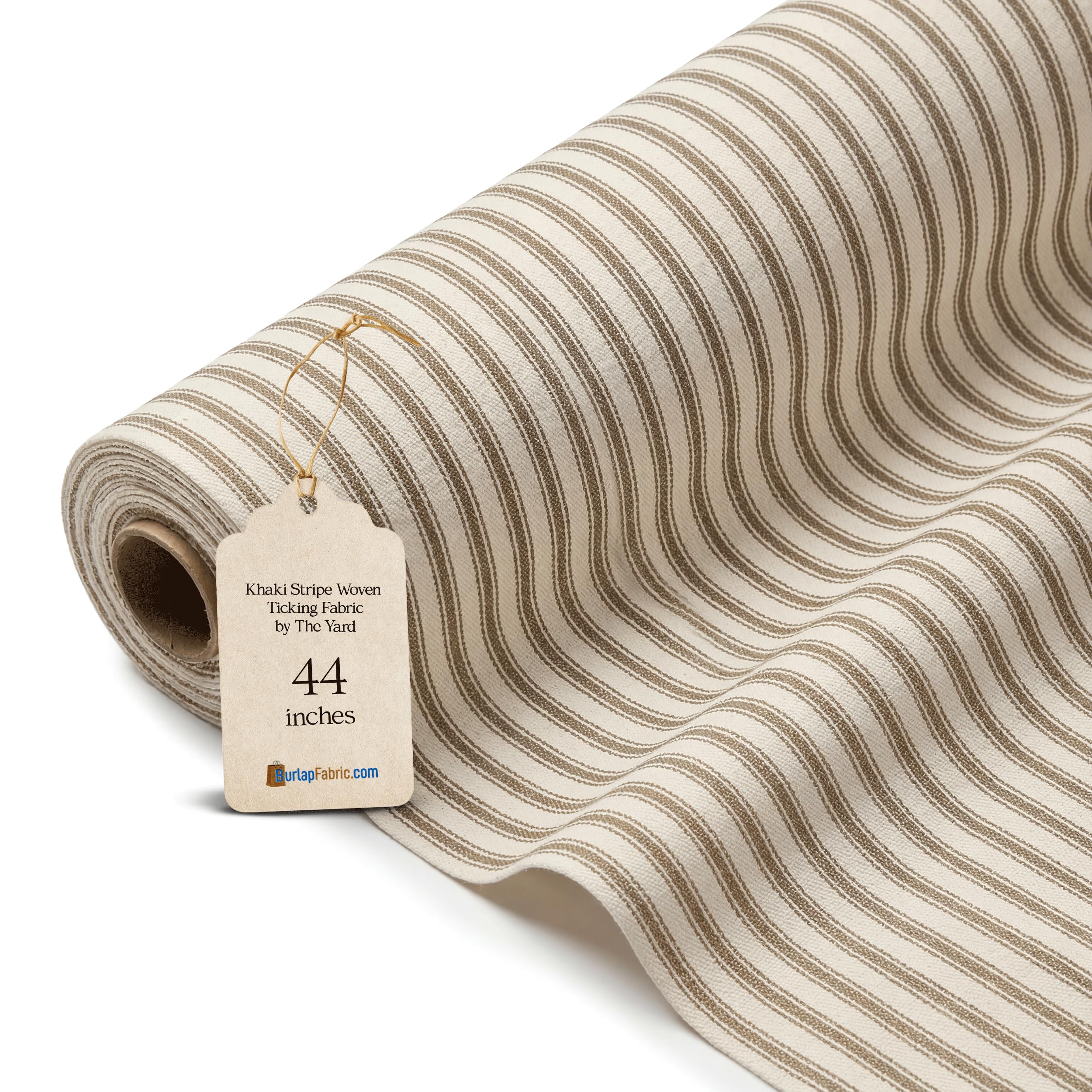 Khaki Woven Ticking Fabric 100% Cotton – 44/45' Wide