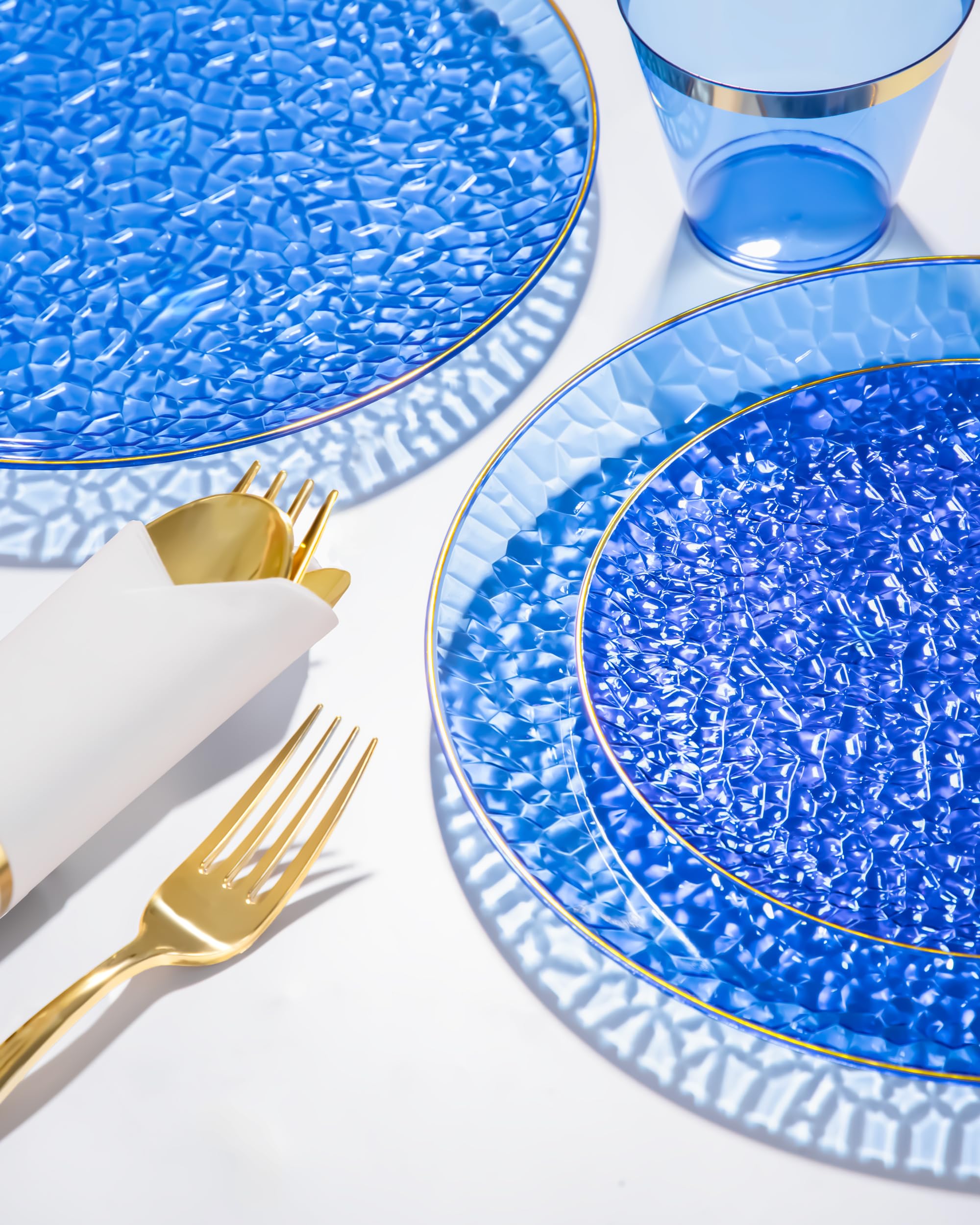 Blue & Gold Party Plates - 175 Piece Set -7