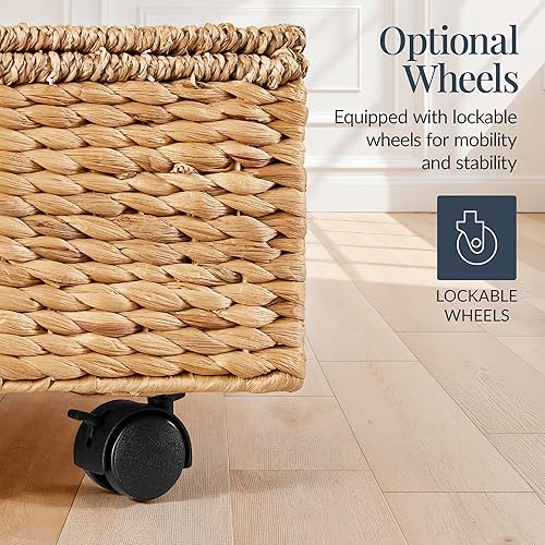 Miniatura 7 de Best Choice Products Under Bed Storage Containers WLid, Wheels and Handles, 2-Pack Large Handwoven Water Hyacinth Closet Organizer, Shoe Storage