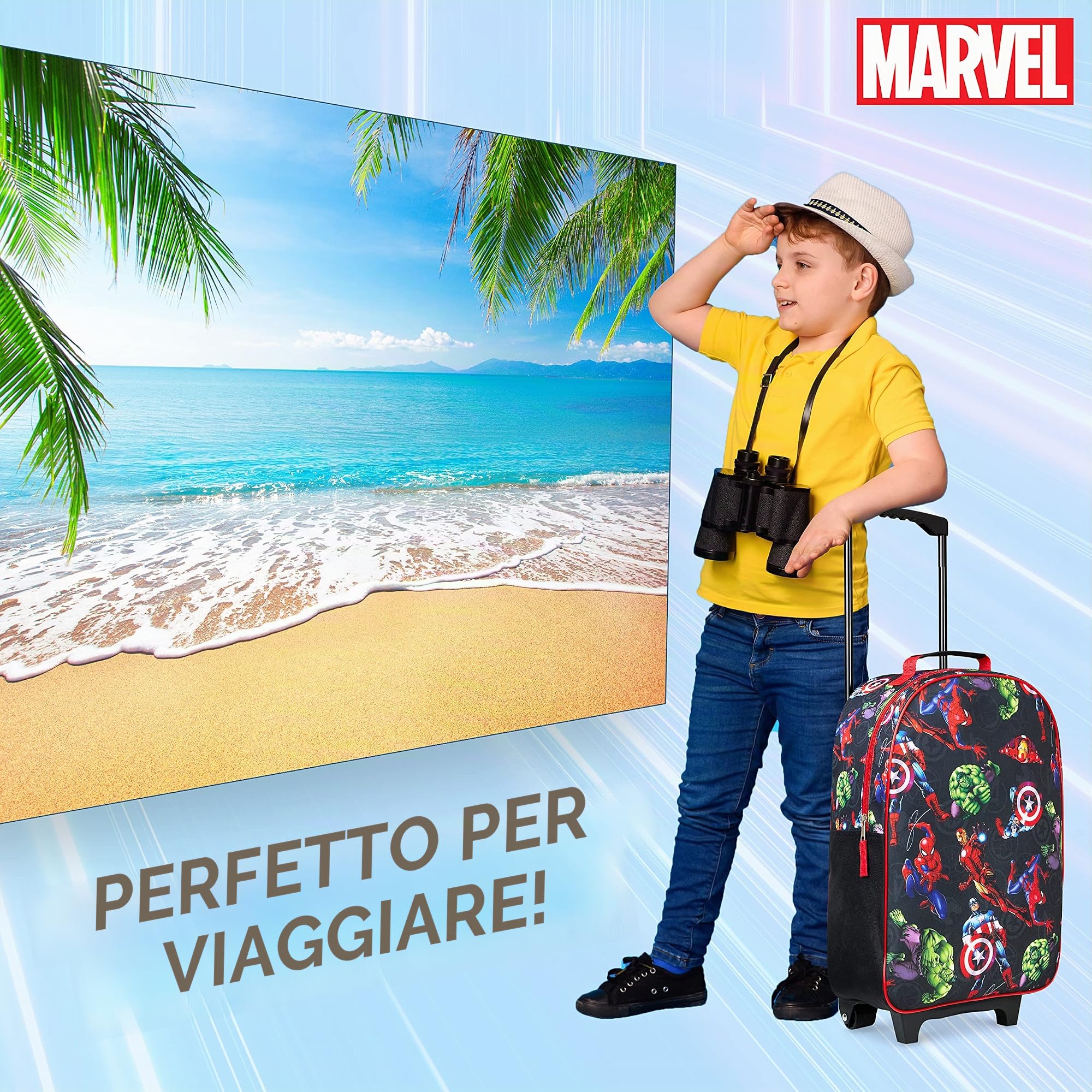 Marvel Valigia Bagaglio A Mano Spiderman Trolley Bambino Valigia per Bambini da Viaggio 2 Ruote Trolley Cabina Leggero Gadget Avengers Spider Man Ufficiale (Avengers)