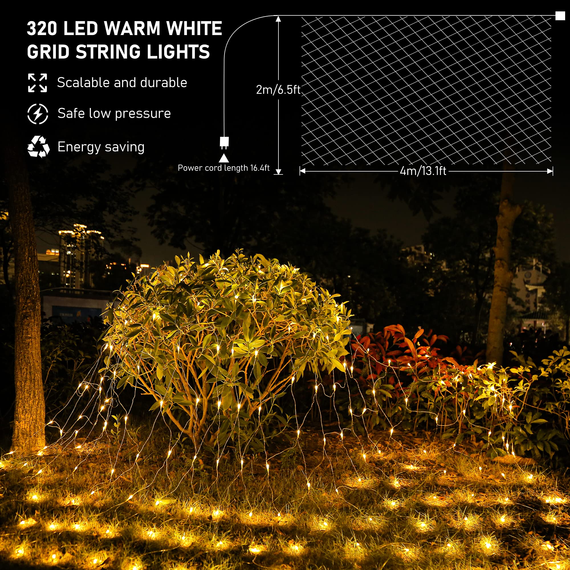 300 LED Lichternetz 4x2m, Warmweiß Lichterkette Netz mit Fernbedienung Timer, 8 Modi Lichterkettennetz Innen und Außen Deko Lichtketten Lichtervorhang mit Stecker für Zimmer Weihnachten Party Hochzeit