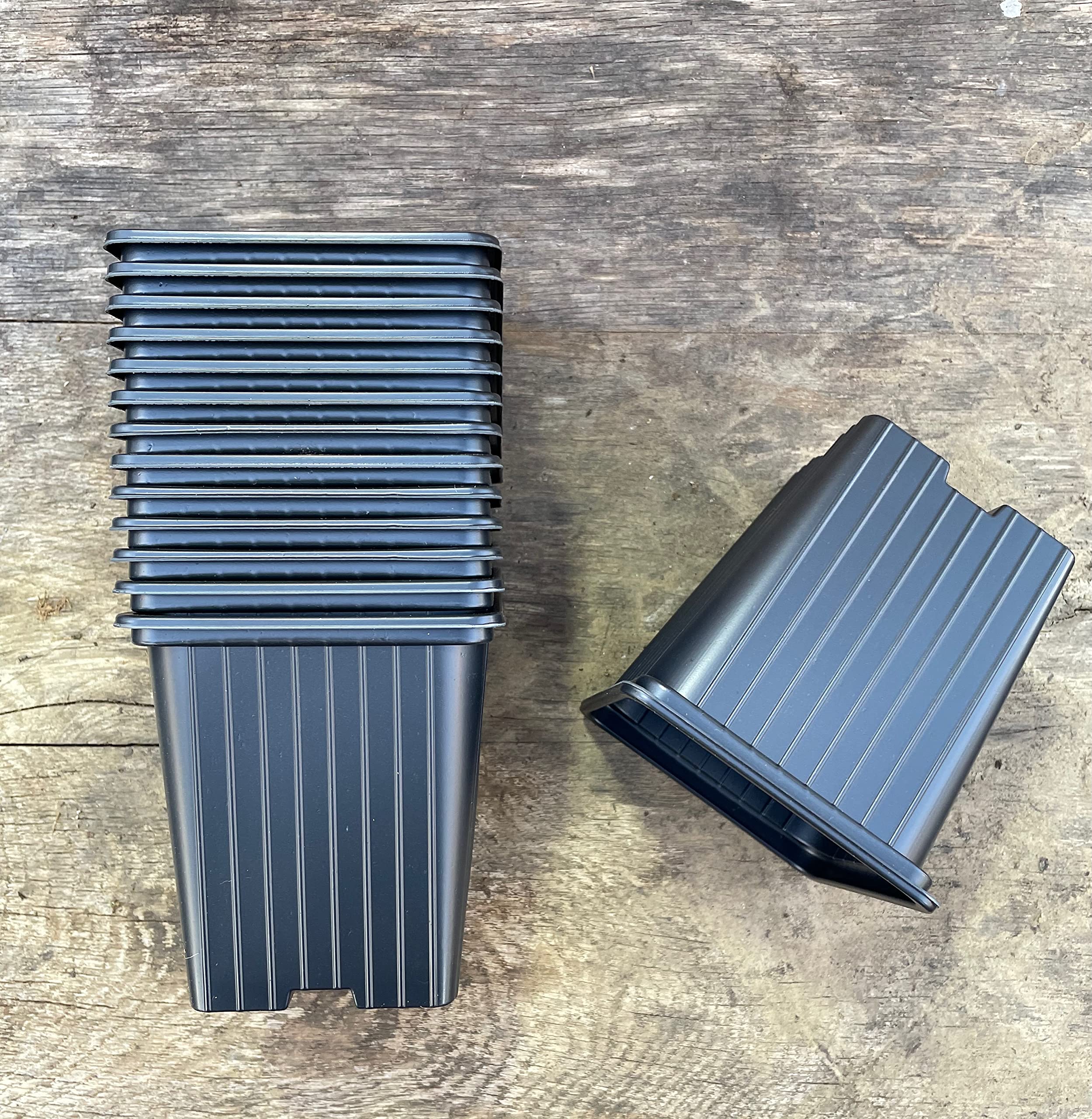 Professional Growers Plant Pot Set - 'Soparco' Square 9cm Pots in Black (9 x 9 x 9.5cm) - Premium Quality Pots (3 Pots)
