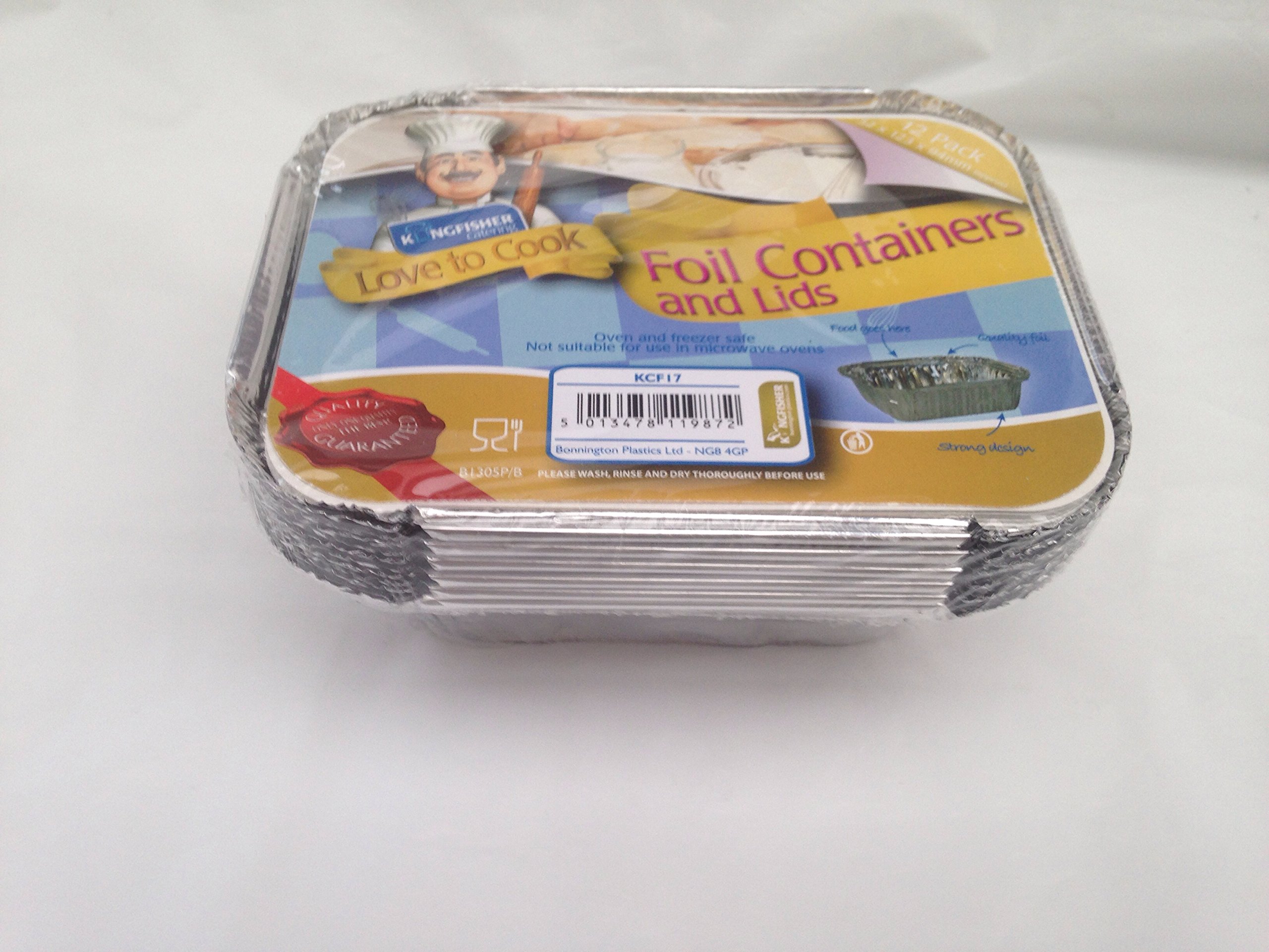Kingfisher Foil Food Container and Lid, Silver, Medium, Pack of 9