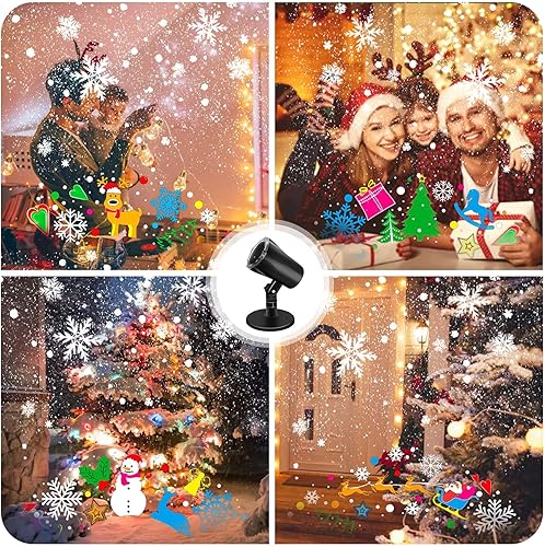 Miniatura 5 de Proyector de luces de Navidad para exteriores proyector de luz de Navidad 3D impermeable con copos de nieve giratorios árbol de Navidad para