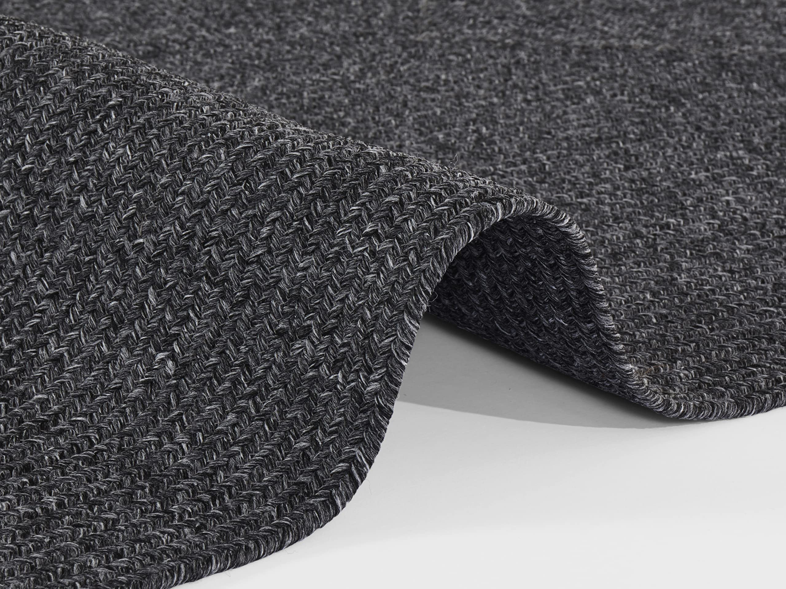 Northrugs Trenzado In- & Outdoor Teppich Wetterfest – Pflegeleicht Handmade-Look für Innen und Außen Gewebter Outdoorteppich Läufer für Balkon, Terrasse, Wohnzimmer, Garten – Dunkelgrau, 120x170