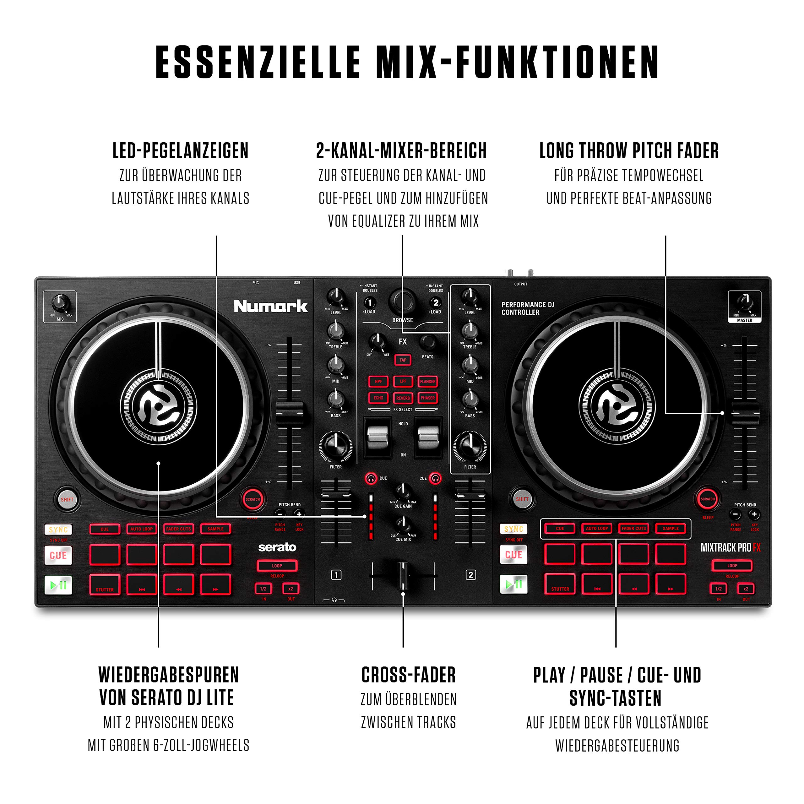 Numark Mixtrack Pro FX - DJ Controller Pult mit 2-Deck Kontrolle & Logitech G432 kabelgebundenes Gaming-Headset