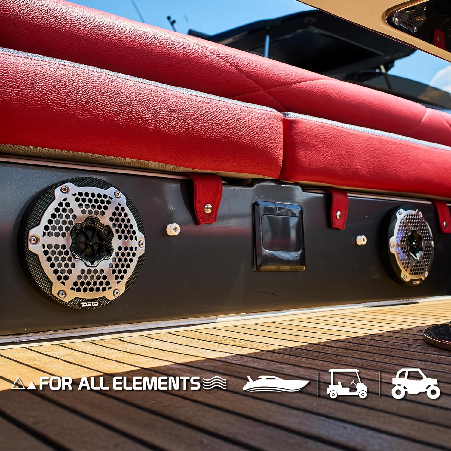 DS18 CF-65M 6.5" Marine Speakers 2-Way with Integrated RGB Lights, Black Carbon Fiber, 100% UV Stable - Water Resistant Speakers, Grills Included, Pair