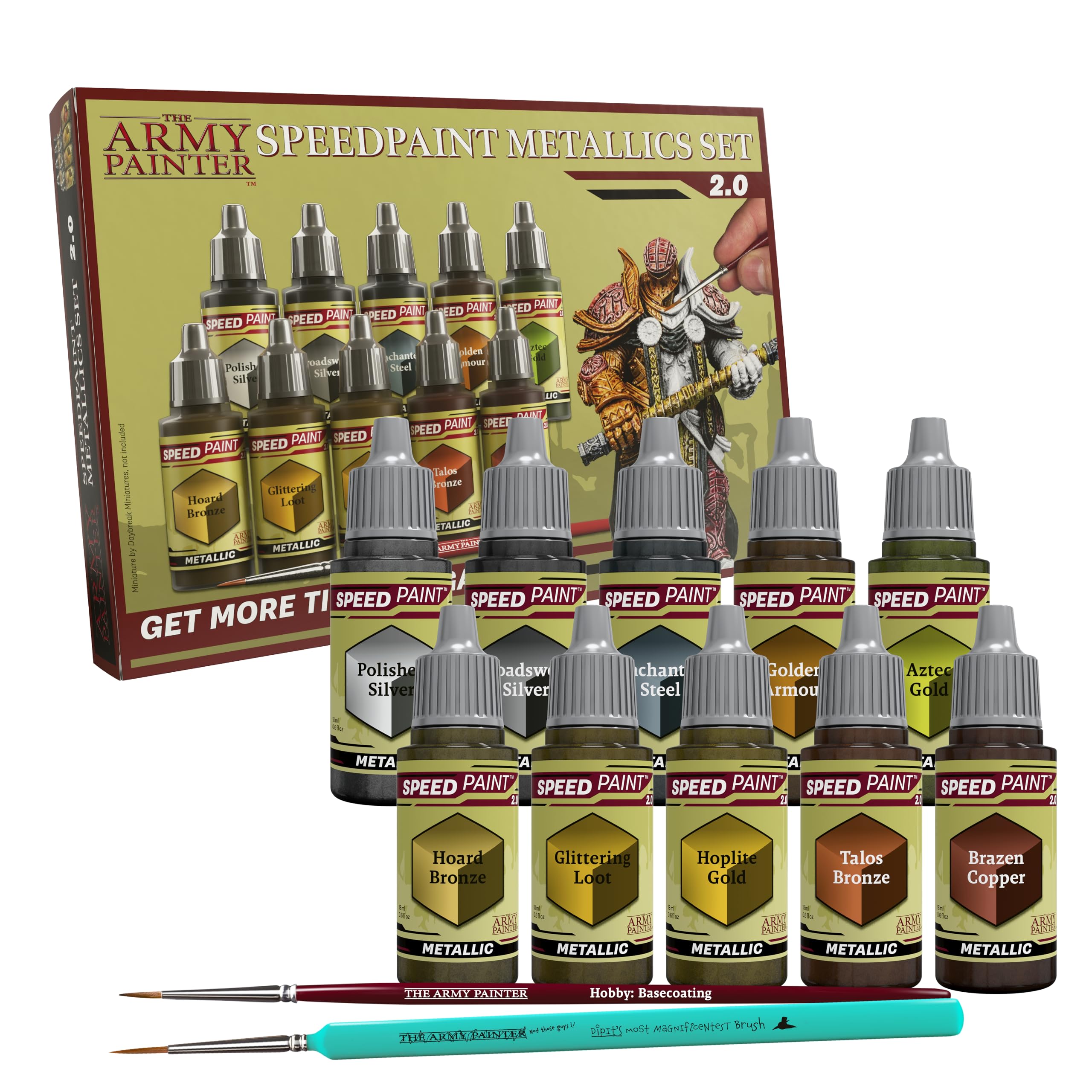 The Army Painter Speedpaint 2.0 Metallics Set, 10 x 18 ml Peinture Acrylique Métalliques pour Figurine Warhammer et Donjon et Dragon