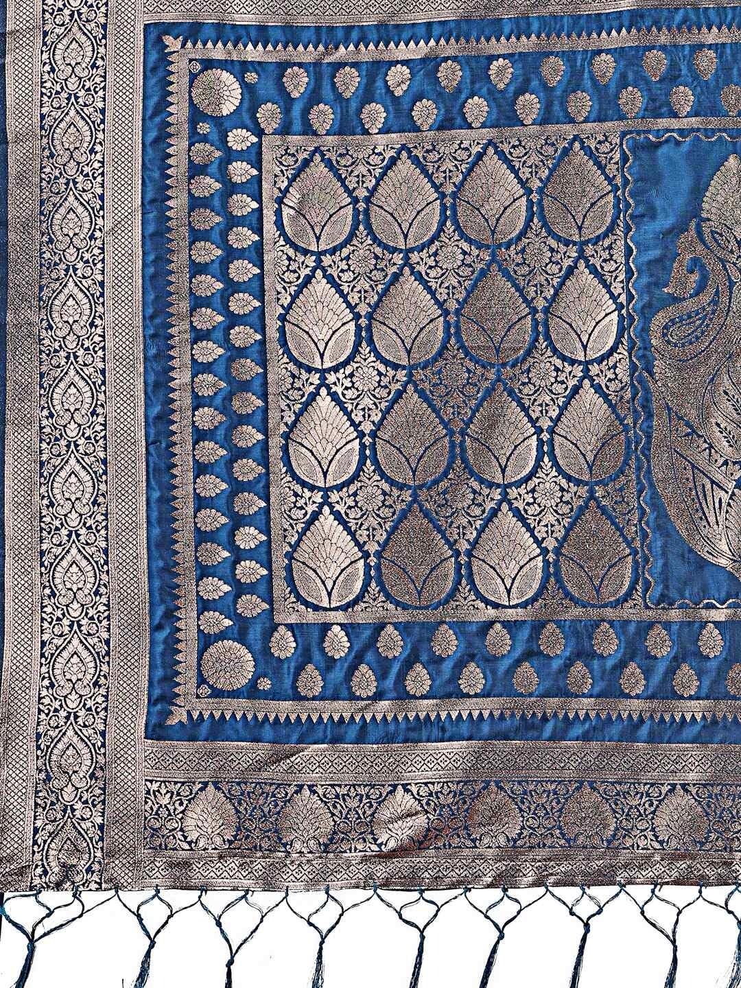 Shiv Textiles Women's Silk Woven Saree(AUS-ASTAN1001-BLUE) 4