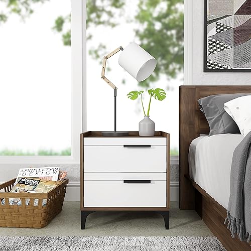 Miniatura 4 de Galano Lilay - Mesita de noche con 2 cajones, mesita de noche, mesa auxiliar, mesa auxiliar de sofá para dormitorio, 15.7 pulgadas de profundidad x
