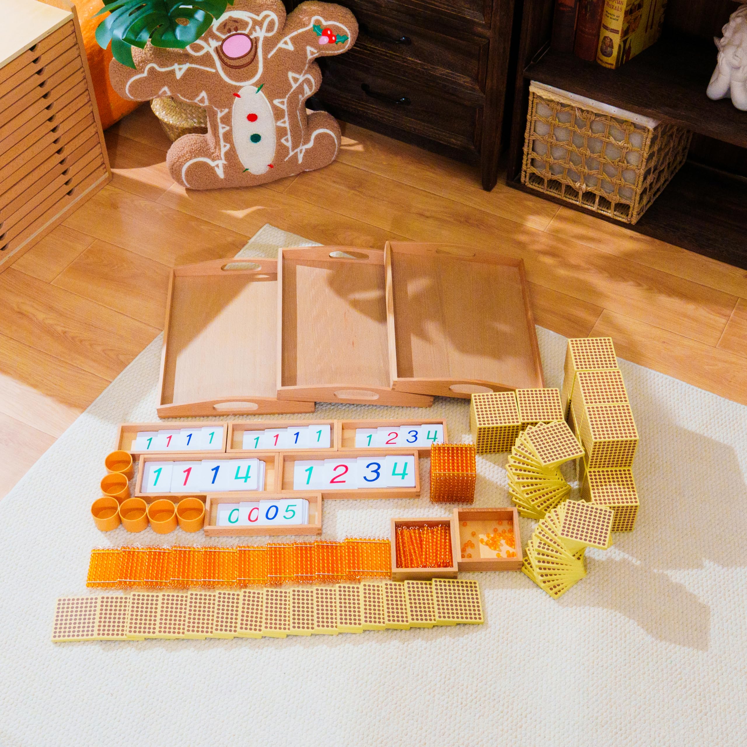Montessori Matemáticas Materiales – Juguete educativo de madera para números y cálculo, preescolar y escuela primaria, educación en casa y aula a partir de 3 años (juego Montessori)