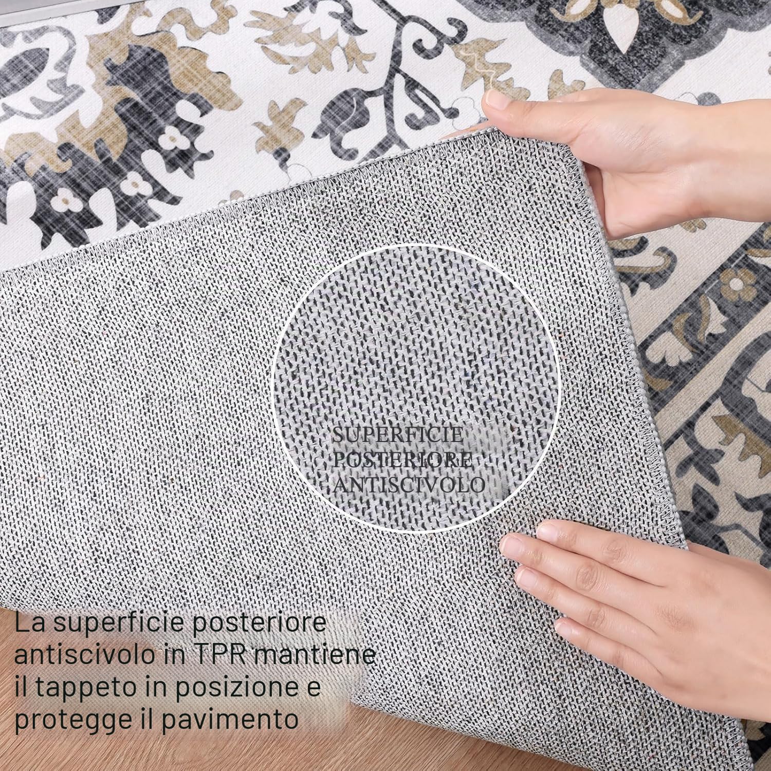 SHACOS Tappeto Salotto Stile Bohémien Retrò, Pelo Corto Tappeto Morbido Camera da Letto Antiscivolo e Lavabile Tappeti Moderni Soggiorno Tappeti di Zona, Grigio Scuro, 160 x 220 cm