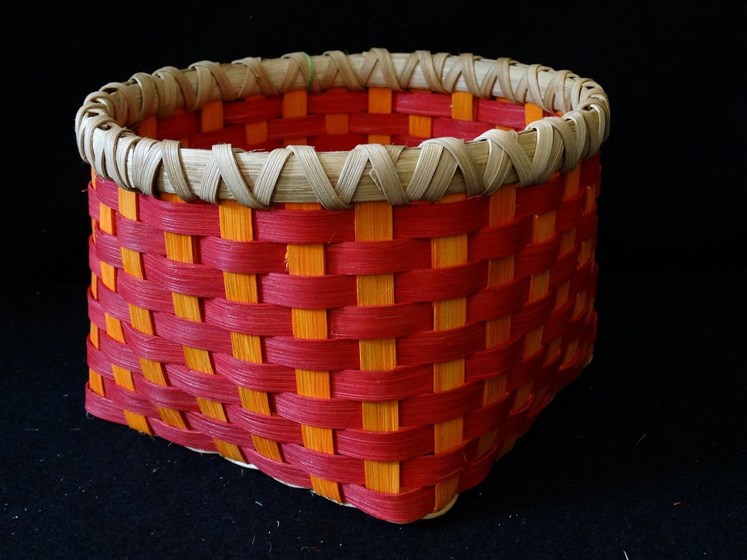 Hand Woven Basket in Cherry Red and Sunshine Orange