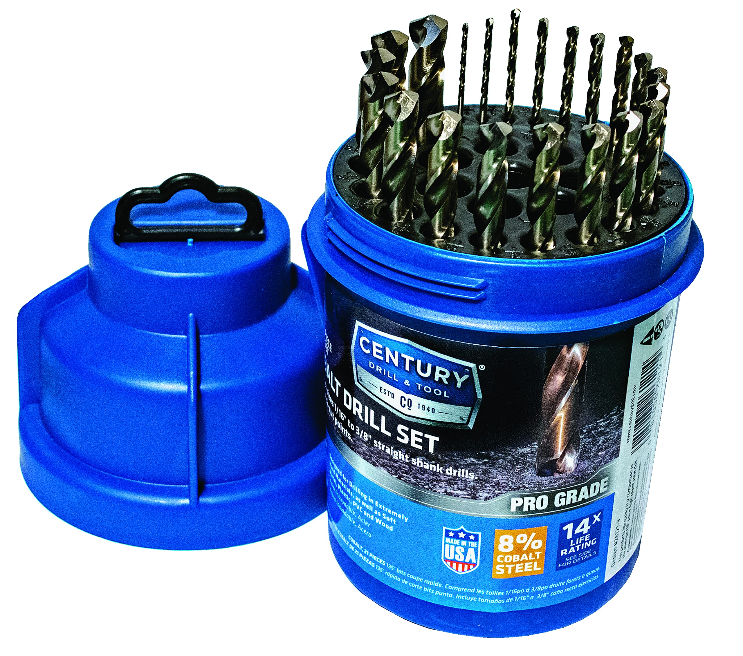 Century Drill & ToolCobalt Jobber Drill Bit Index, 21 Pc Set (26121)