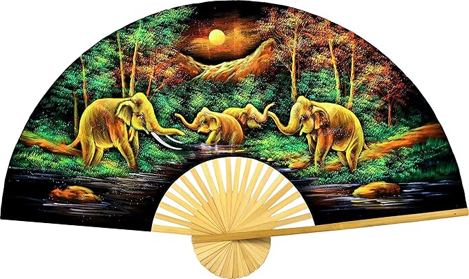 Velvet Folding Wall Fan Hand-painted Wall Decor Art: oriental wall fan