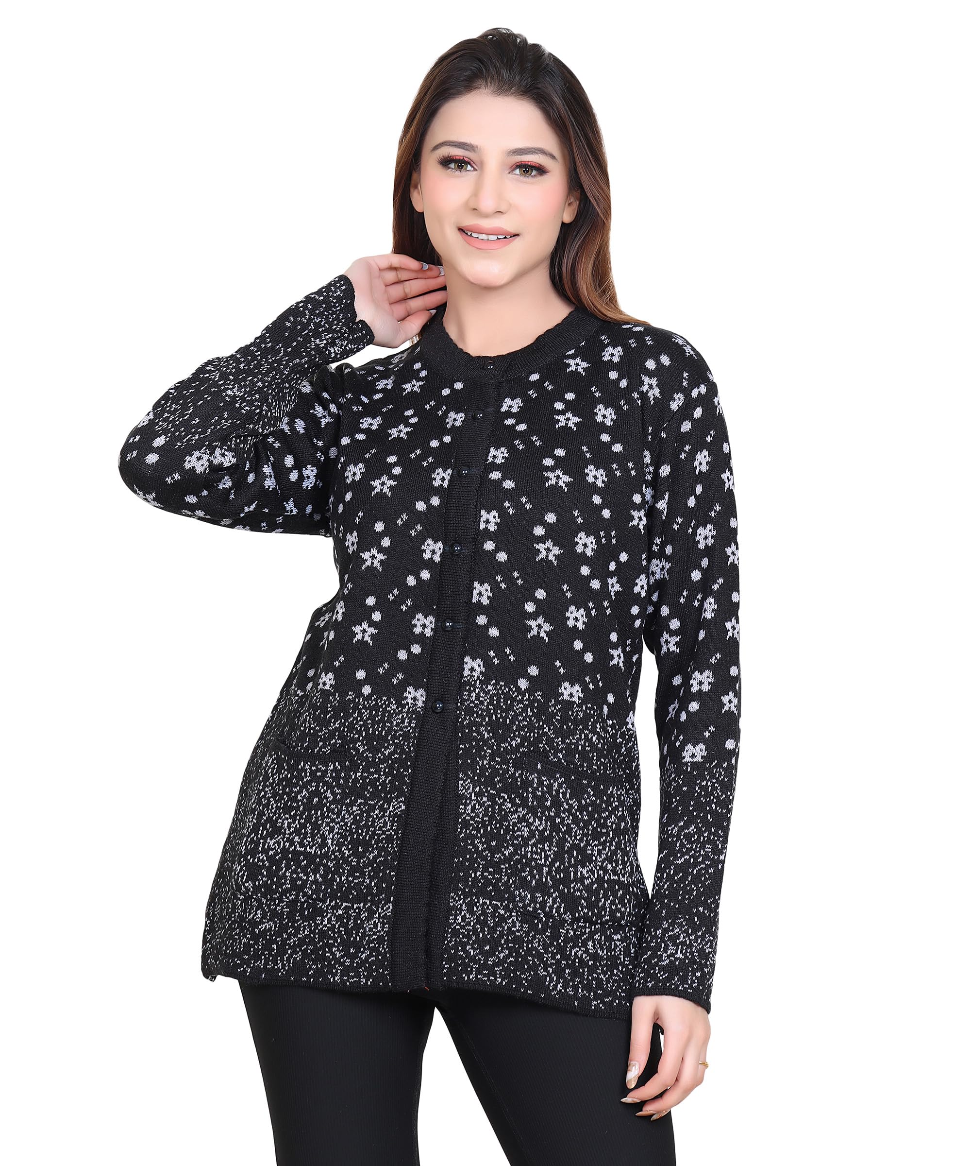 Winter WEAR Acrylic Lady Cardigan/Sweater for Women for Casual and Evening Outings with Star Design-image-11