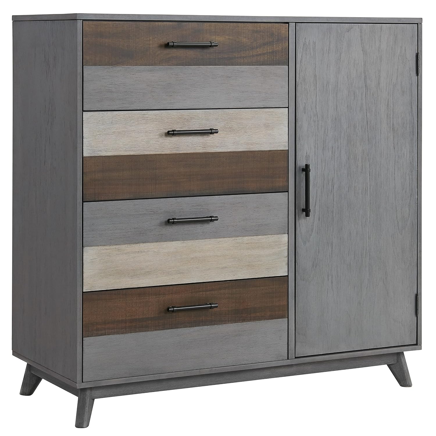 Soho Baby Cascade Premium Soft Closing 4-Drawer Chifferobe with Adjustable Shelves and Hanging Rod, Multi-Tone Gray