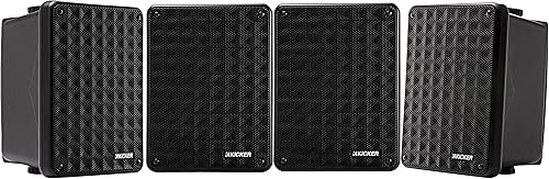 Kicker KB6 - Altavoces de gama completa de 2 vías para interiores y exteriores (juego para 4) altavoces resistentes a la intemperie para patio,