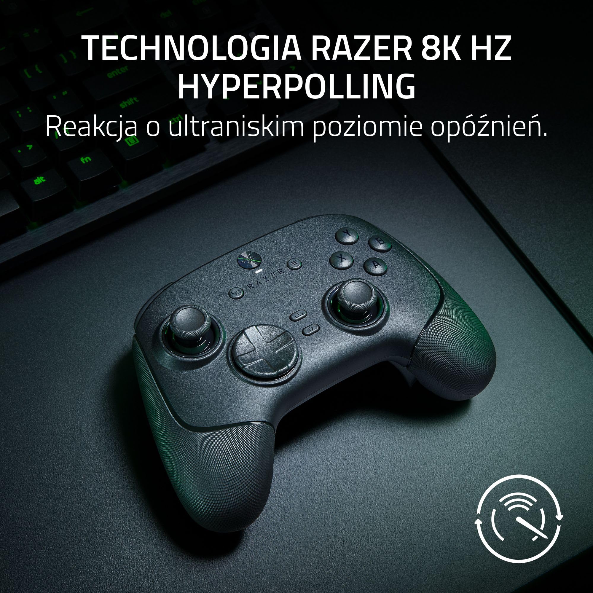 Razer Wolverine V3 Pro 8K PC – bezprzewodowy kontroler e-sportowy do komputerów PC - HyperPolling 8 kHz, drążki TMR z wymiennymi nakładkami - 4 przyciski myszy - Pro HyperTrigger, Czarny