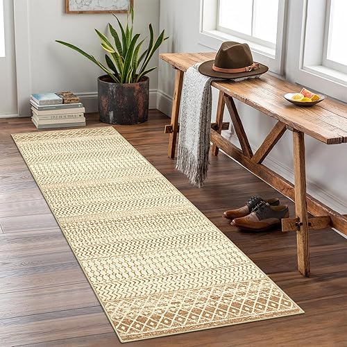 Miniatura 7 de Nailttos Alfombra bohemia para pasillos, 2 x 6 pies, ultra suave, antideslizante, vintage, resistente a las manchas, lavable, alfombra de casa de