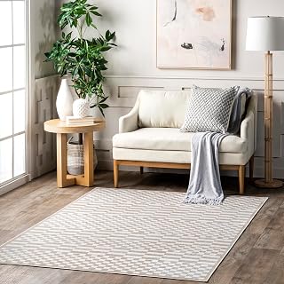 nuLOOM Nikita Beige Checkered Washable Area Rug, 3' x 5'