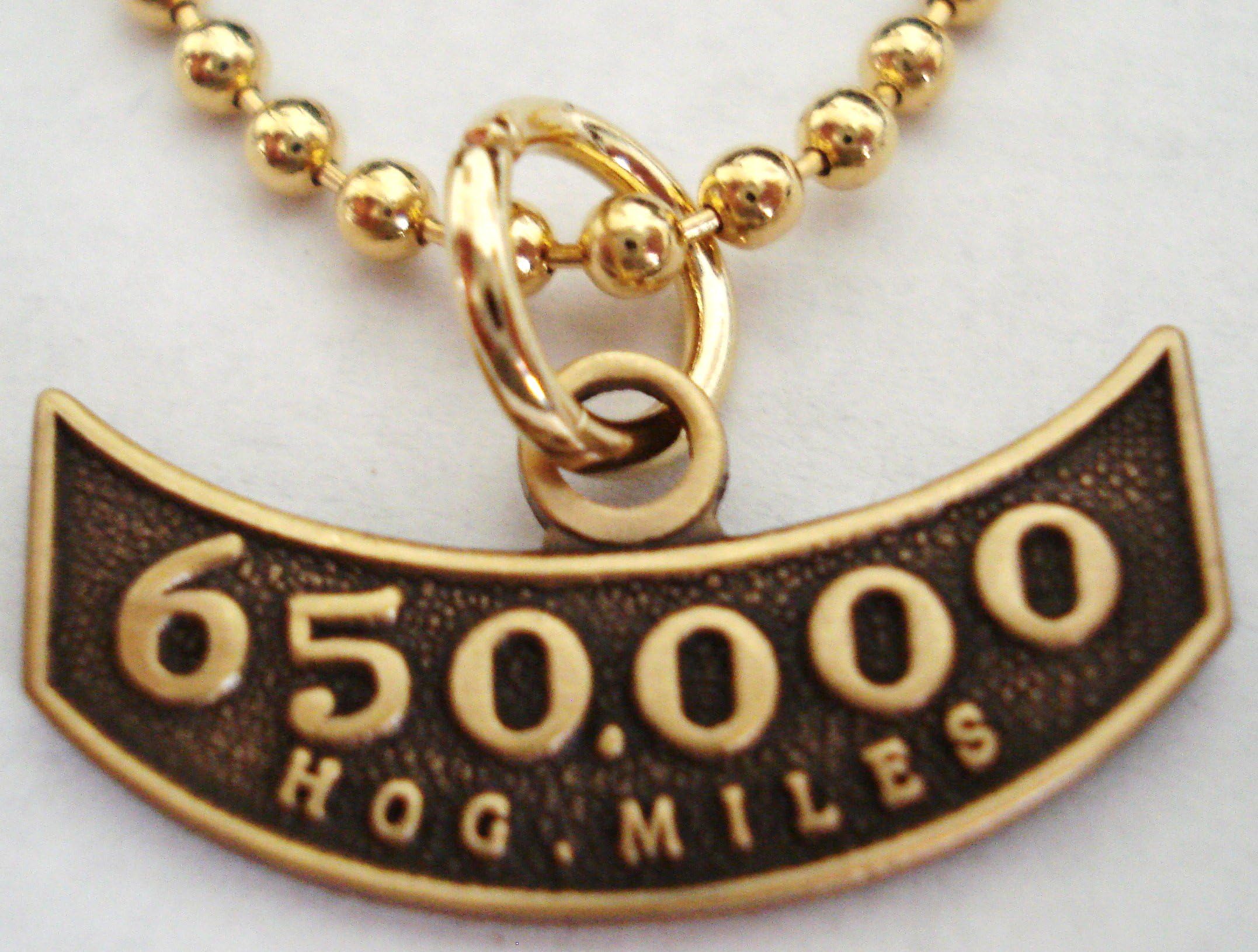 Harley Davidson HOG Motorcycle Mileage Rocker 650K 650000 Miles Replica Pendant Necklace w/Ball Chain