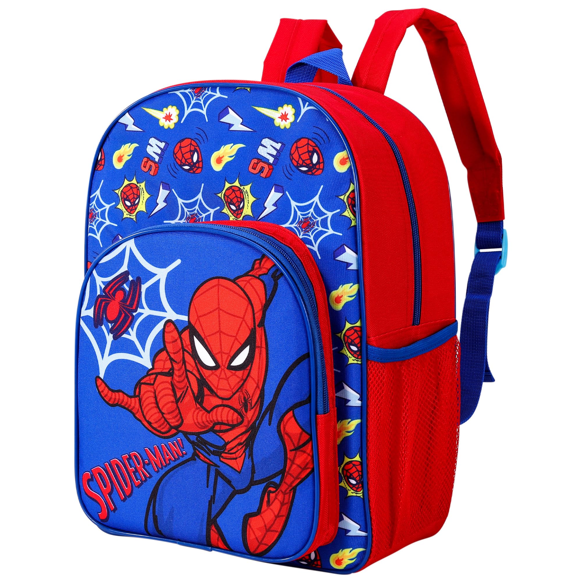 Marvel Spiderman Kids Childrens Premium Backpack School Rucksack Travel Bag Boys Girls with side mesh pocket and front zipped pocket