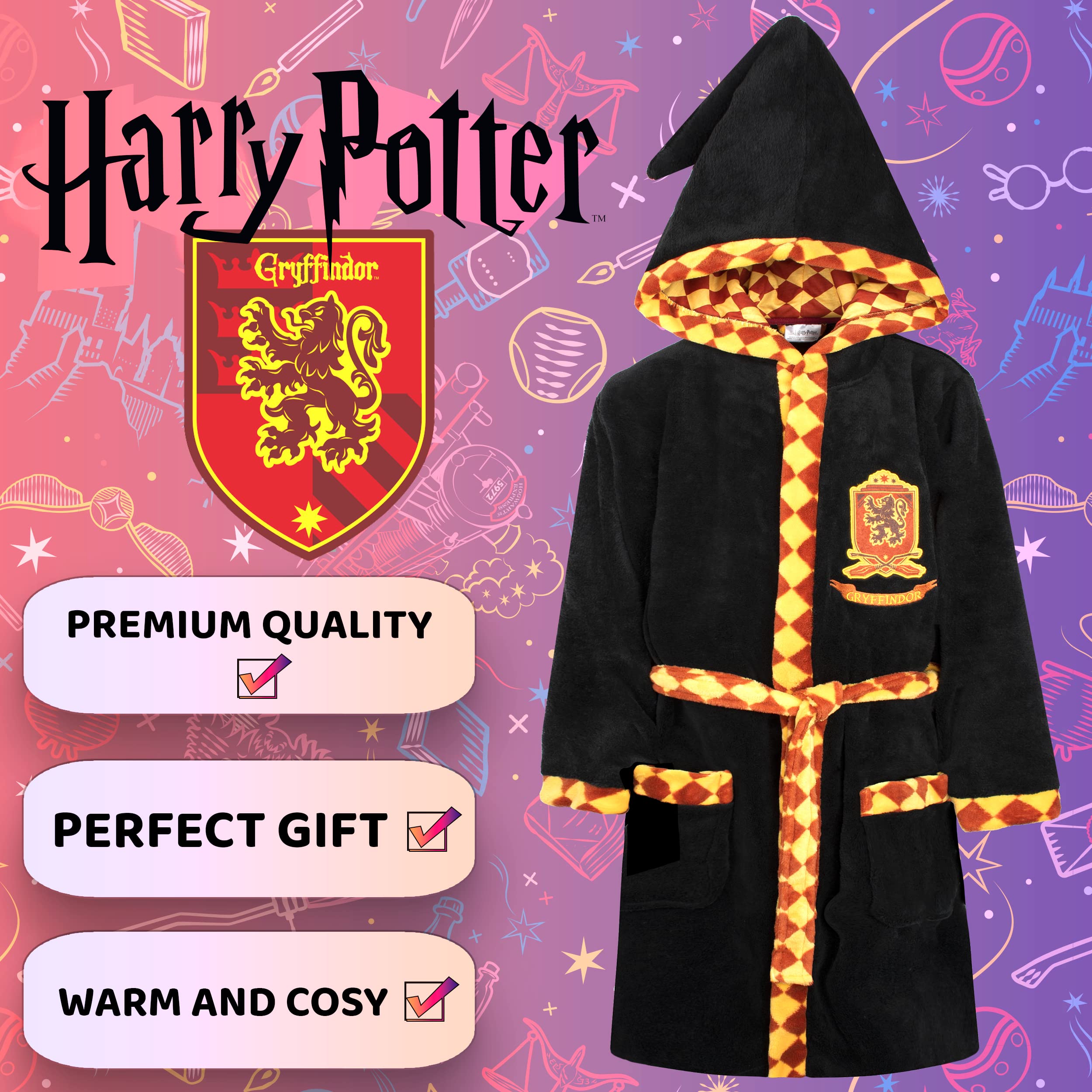 Harry Potter - Peignoir Enfant - Peignoir Enfant - Peignoir Gryffondor Noir - Marchandise Officielle