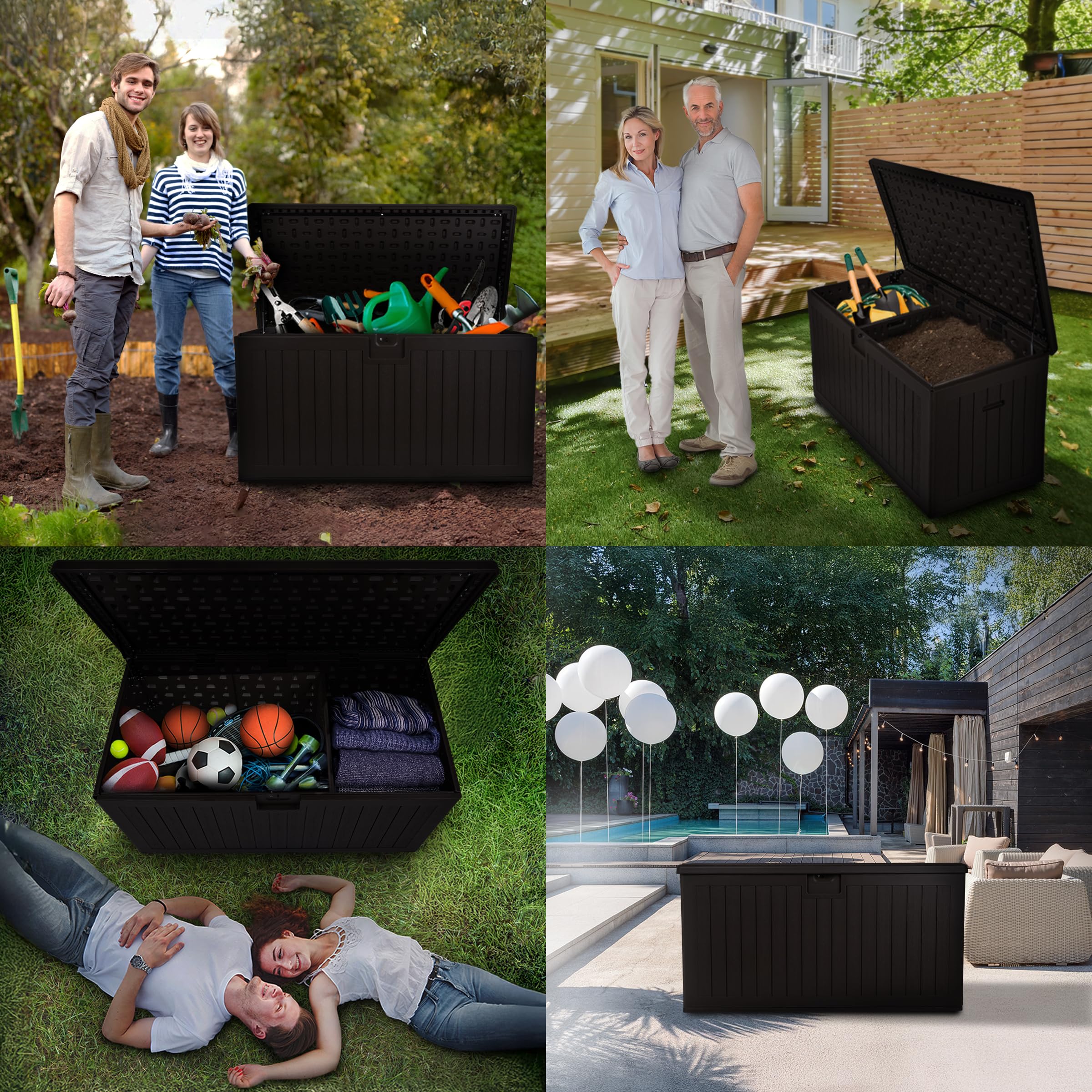 Gartenbox 570 L Auflagenbox Treeline Kissenbox Gartenmöbel Balkonmöbel | Auflagenbox wasserdicht - Kissenbox Outdoor wasserdicht - Aufbewahrungsbox mit Deckel Garten - Geräteschuppen Garten Zubehör