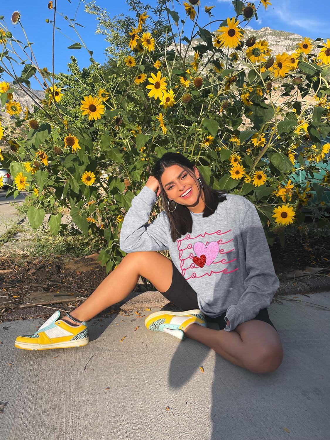 JINTING Valentines Sweatshirts for Women Love Heart Graphic Pullover Valentines Sequins Shirt Gift for Her - Image 3