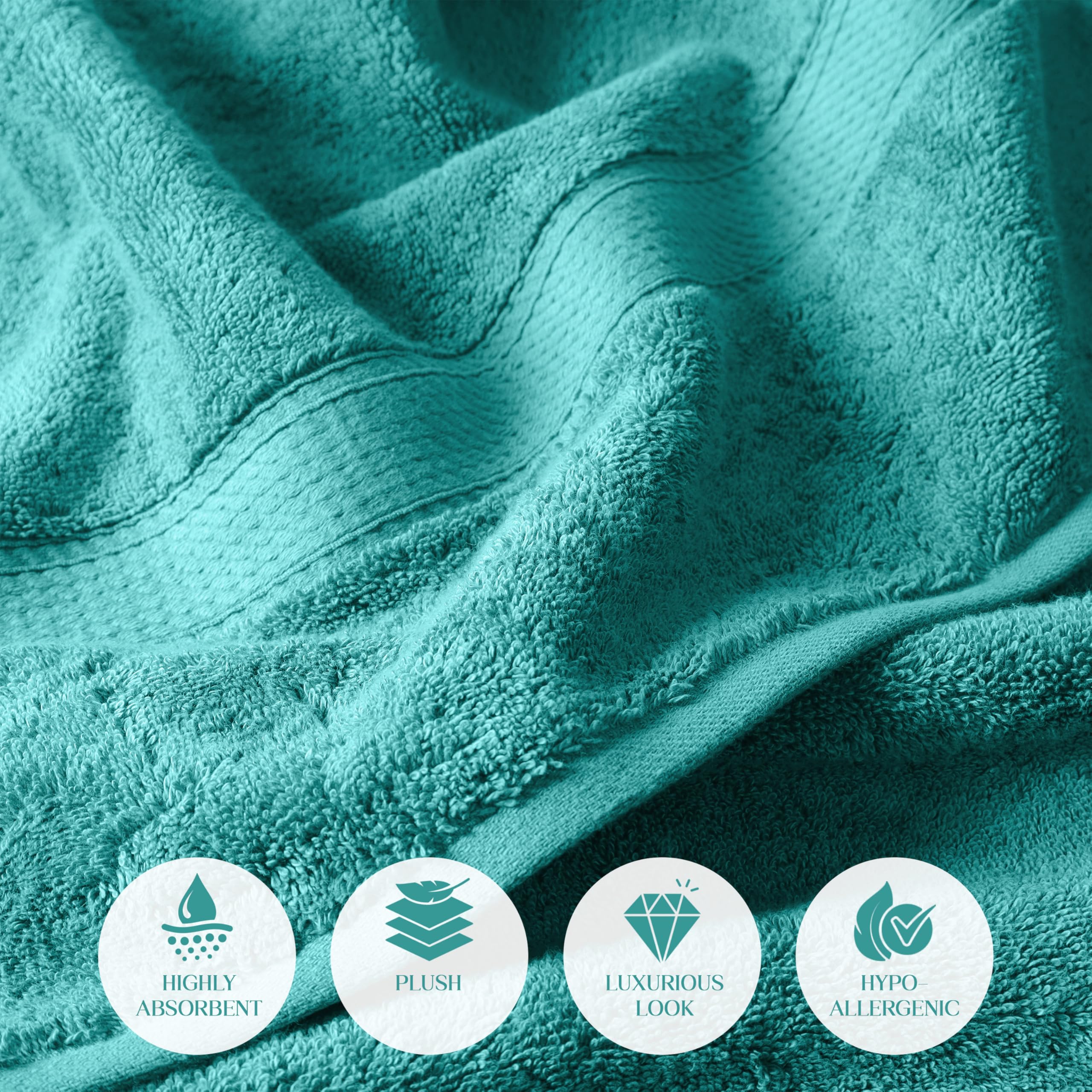 Lot De 6 Serviettes Visage Luxe 800g/m² Coton Égyptien - Serviettes Toilette Qualité Hôtelière