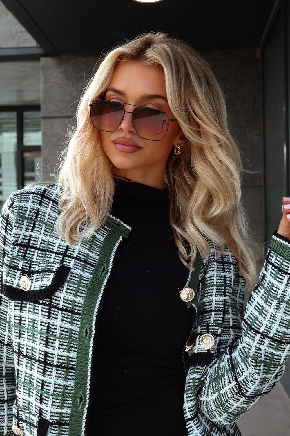 DIFF Berkely Oversized Navigator Sunglasses for Women | UV400 Protection | Modern Metal Frames - Image 7