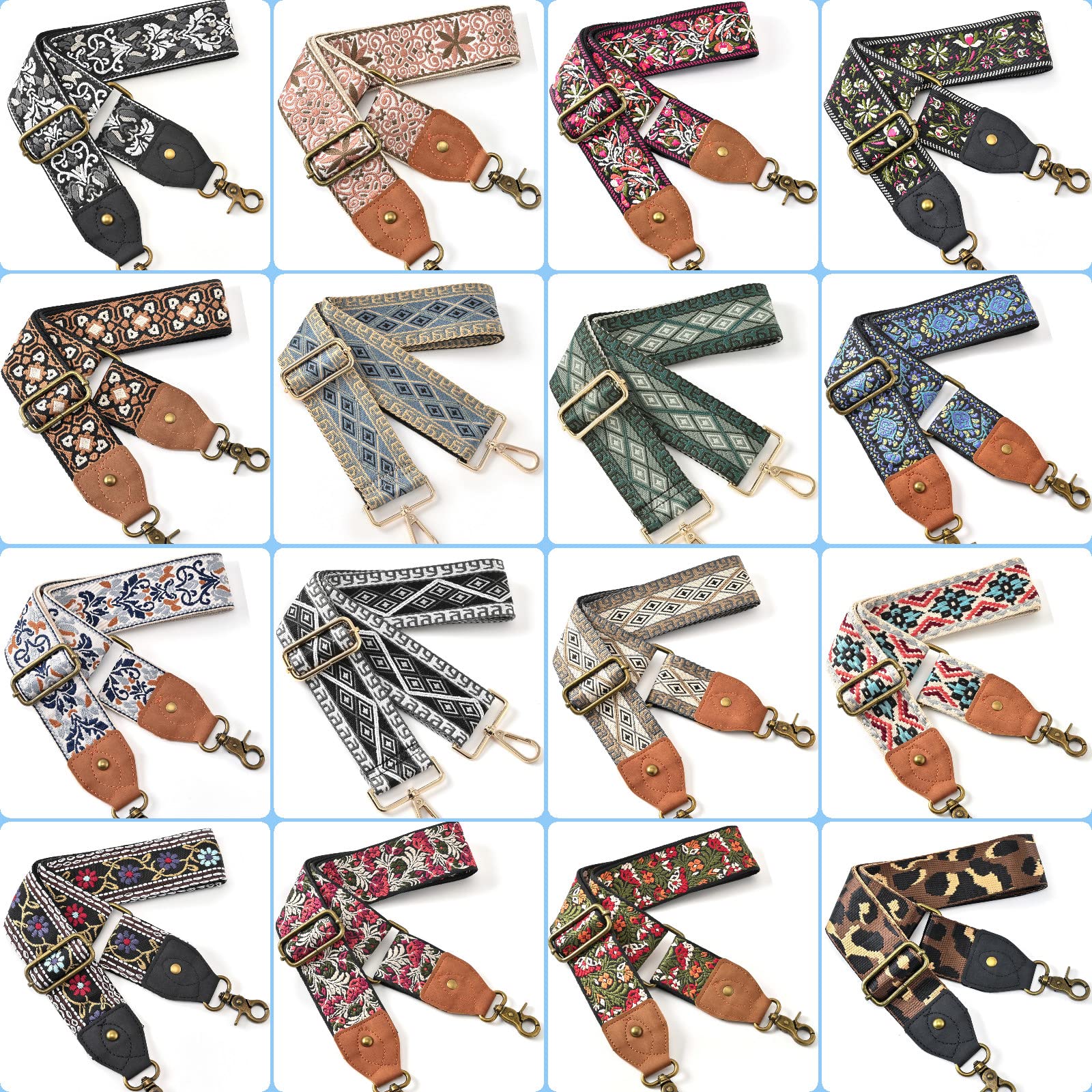 Correa ancha para bolso, correa de hombro ancha de repuesto, bolso cruzado, ajustable, bordado, estilo guitarra
