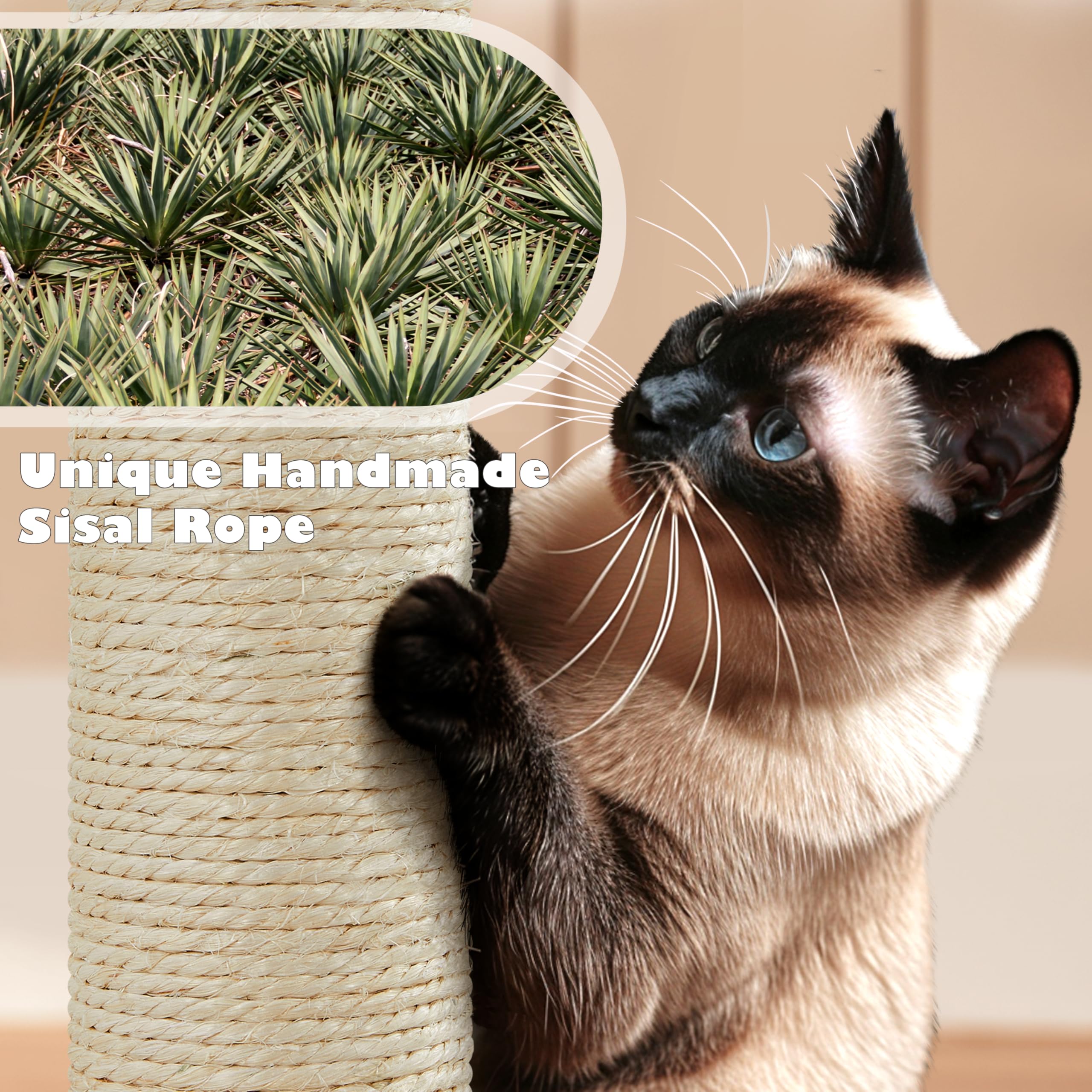 Yaheetech Árbol Rascador para Gatos 139cm con 3 Plataformas 2 Nidos 2 Pompones Torre de Escalador con Postes en Sisal Ideal para 3-4 Gatos Gris Oscuro — view 9