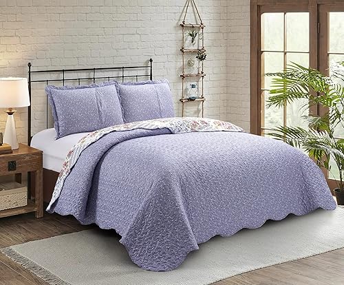 Miniatura 2 de Brilliant Sunshine Juego de edredón de 3 piezas con 2 fundas de almohada, colcha reversible, colcha suave y ligera, para todas las estaciones,