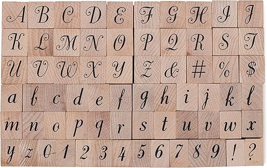 Script Alphabet & Numbers Wood Stamp Set by Recollections - Woods Stamps for Stationary, Scrapbooking, School Projects, Arts & Crafts - 1 Pack