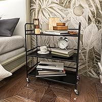 Vista 47 de 3-Tier Metal Utility Multipurpose Rolling Cart,Large Capacity Heavy Duty Cart with Lockable Wheels for Kitchen,Living Room,Office,Bathroom Storage